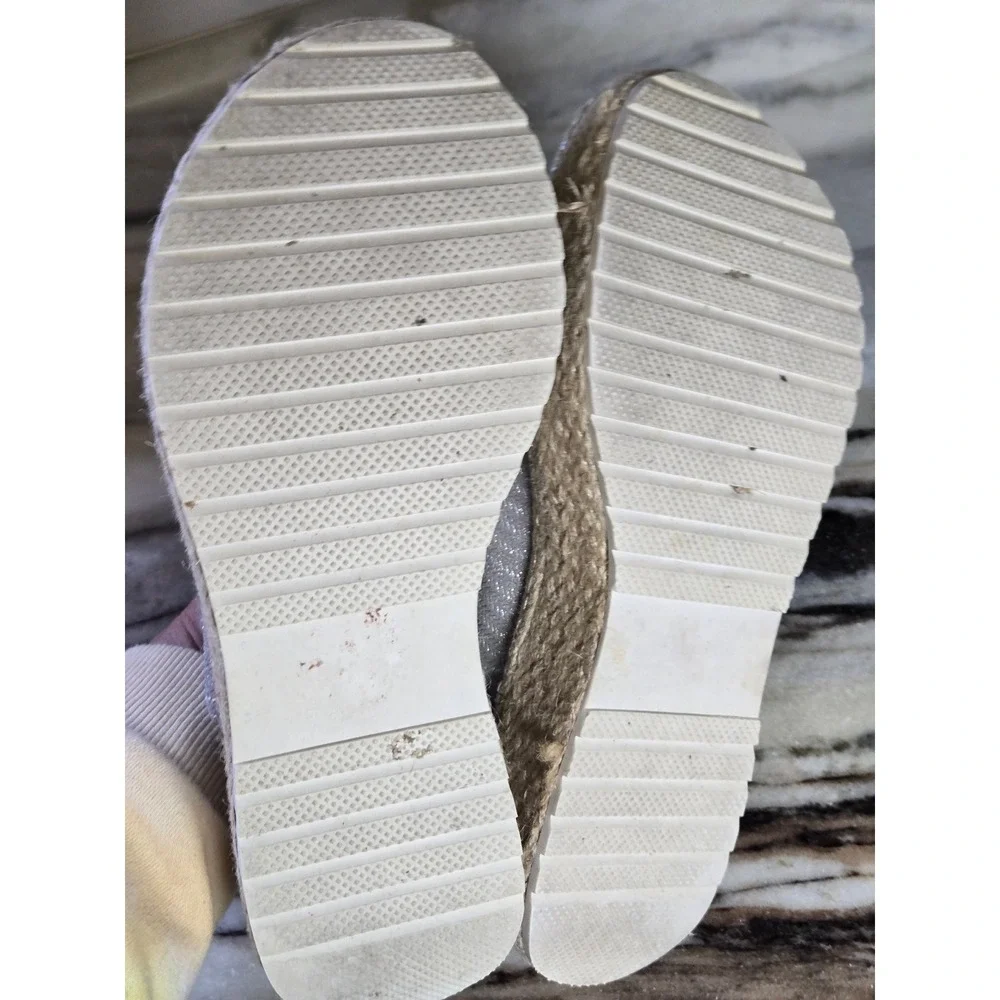 OTBT Marisol Silver Metallic Platform Espadrille Wedge Sandals Womens 8.5 M